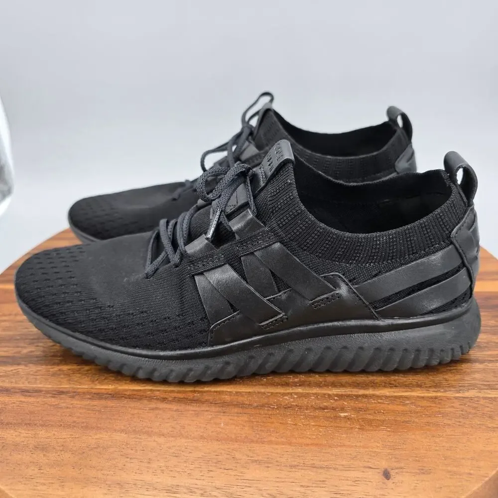 Cole Haan Grand Motion Shoes Mens 8.5 M Triple Black Stitchlite Leather Sneakers